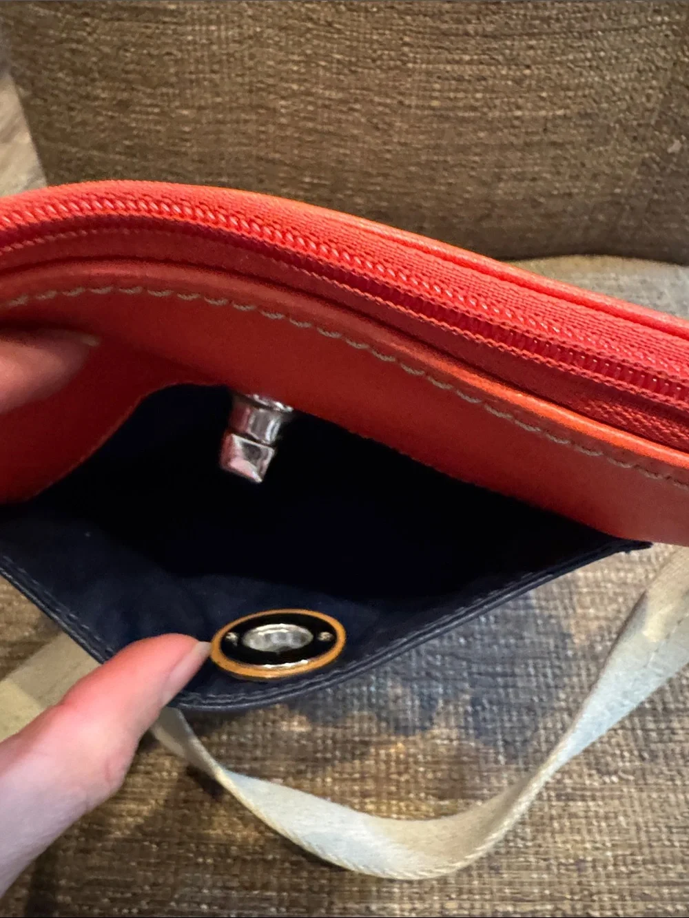 Coach park orange and navy crossbody bag purse